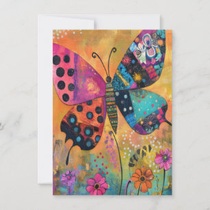 Rainbow Butterfly Meadow Art Canvas tas Bedankkaart
