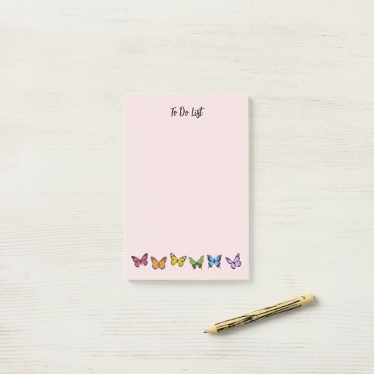 Rainbow Butterfly Pattern Large Post-It Notes (Op bureau)