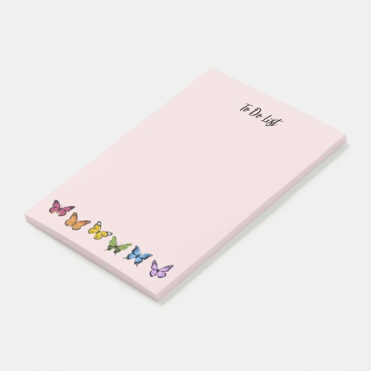 Rainbow Butterfly Pattern Large Post-It Notes (Schuin)