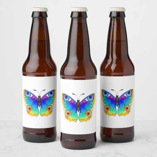 Rainbow Butterfly Peacock Eye Bier Etiket (Flessen)