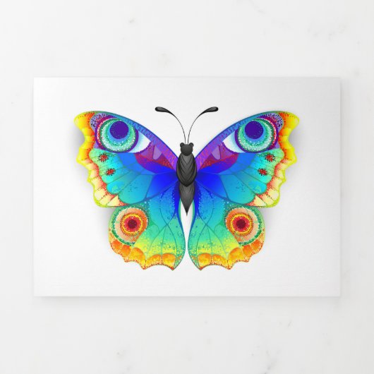 Rainbow Butterfly Peacock Eye Drieluik Wenskaart (Cover)
