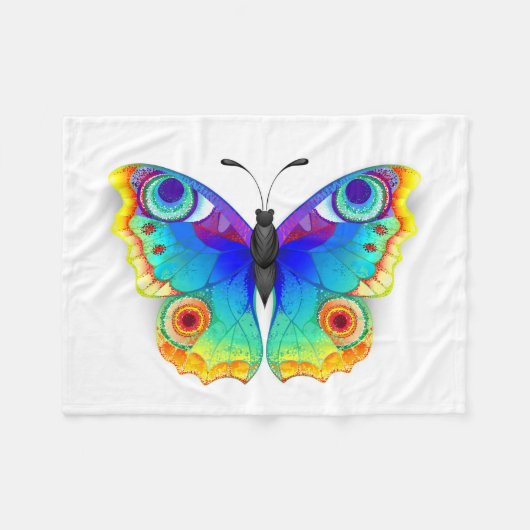 Rainbow Butterfly Peacock Eye Fleece Deken (Voorkant (Horizontaal))