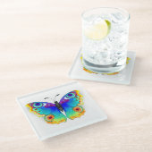 Rainbow Butterfly Peacock Eye Glazen Onderzetter (Schuin)