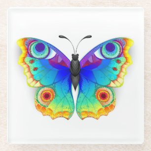 Rainbow Butterfly Peacock Eye Glazen Onderzetter