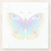 Rainbow Butterfly Peacock Eye Glazen Onderzetter (Achterkant)