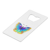 Rainbow Butterfly Peacock Eye Kredietkaart Flessenopener (Voorkant Gekanteld)