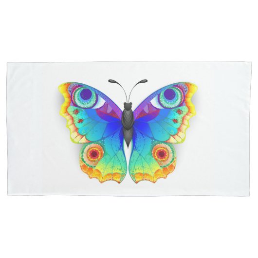 Rainbow Butterfly Peacock Eye Kussensloop (Voorkant-Links)