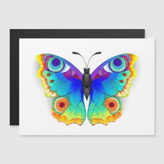 Rainbow Butterfly Peacock Eye Magnetische Uitnodiging (Voorkant / Achterkant)