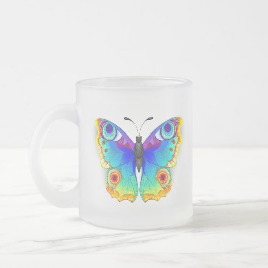 Rainbow Butterfly Peacock Eye Matglas Koffiemok (Links)