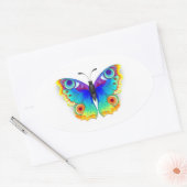 Rainbow Butterfly Peacock Eye Ovale Sticker (Envelop)
