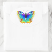 Rainbow Butterfly Peacock Eye Ovale Sticker (Tas)