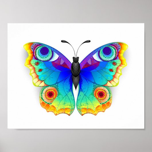 Rainbow Butterfly Peacock Eye Poster (Voorkant)