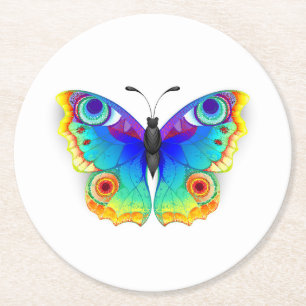 Rainbow Butterfly Peacock Eye Ronde Kartonnen Onderzetter