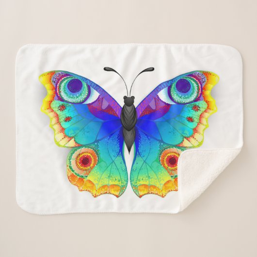 Rainbow Butterfly Peacock Eye Sherpa Deken (Voorkant (horizontaal))