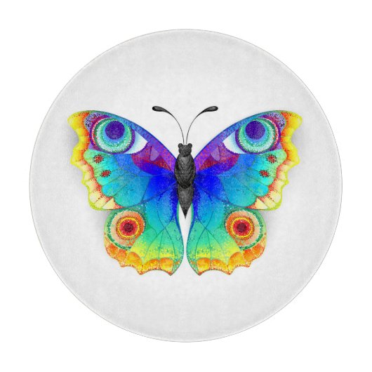 Rainbow Butterfly Peacock Eye Snijplank (Voorkant)