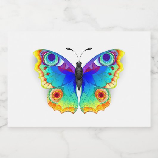 Rainbow Butterfly Peacock Eye Sparkling Wijnetiket (Enkel label)