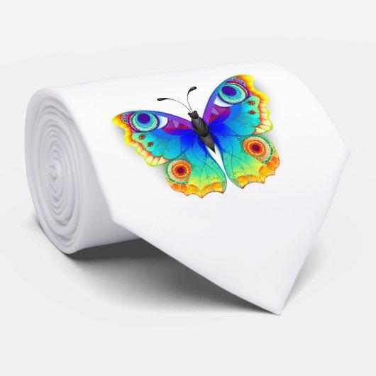 Rainbow Butterfly Peacock Eye Stropdas (Opgerold)