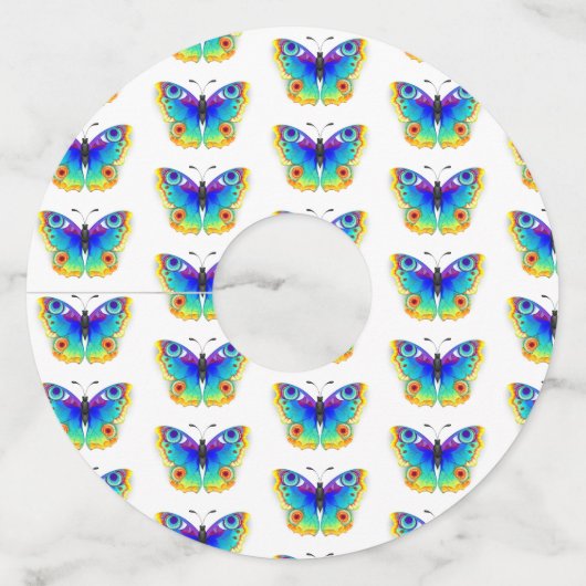 Rainbow Butterfly Peacock Eye Wijnglaslabel (Voorkant)