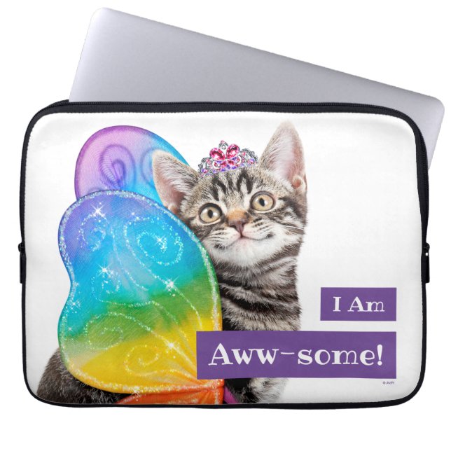 Rainbow Butterfly Princess Kitten Laptop Sleeve (Voorkant)