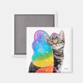 Rainbow Butterfly Princess Kitten Magneet (Voorkant / Achterkant)