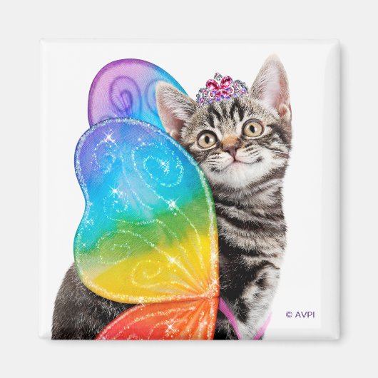 Rainbow Butterfly Princess Kitten Magneet (Voorkant)