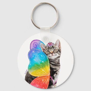 Rainbow Butterfly Princess Kitten Sleutelhanger
