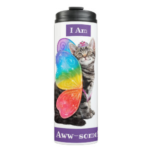 Rainbow Butterfly Princess Kitten Thermosbeker