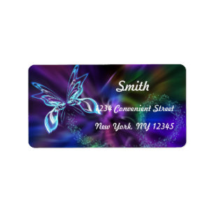 Rainbow Butterfly Return-adreslabel Etiket
