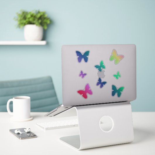 Rainbow Butterfly Sticker Pack | Kute Butterflies (Laptop op bureau)