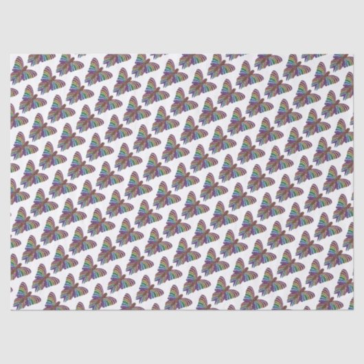 Rainbow Butterfly (wit) - Weefselpapier Tissuepapier (Voorkant)