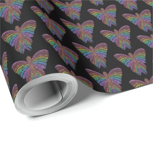 Rainbow Butterfly (zwart) - Inpakpapier (Rol Hoek)