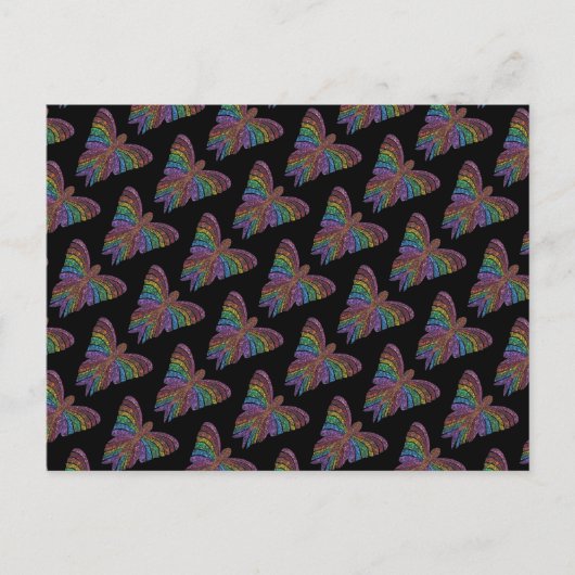 Rainbow Butterfly (zwart motief) - Briefkaart (Voorkant)