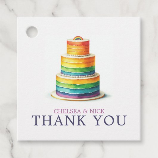 Rainbow Cake bruiloft Bedankjes Labels (Voorkant)