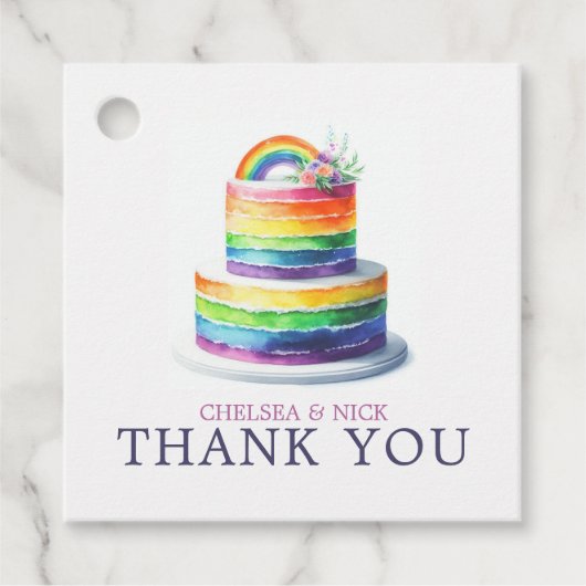 Rainbow Cake bruiloft Bedankjes Labels (Voorkant)