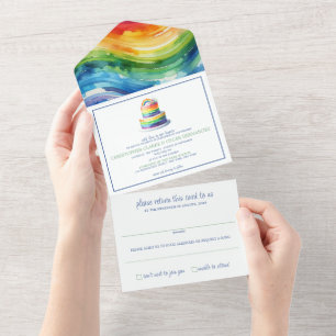 Rainbow Cake bruiloft uitnodiging