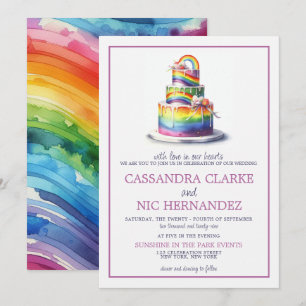 Rainbow Cake bruiloft uitnodiging