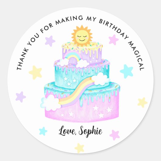 Rainbow Cake Dank u Ronde Sticker (Voorkant)