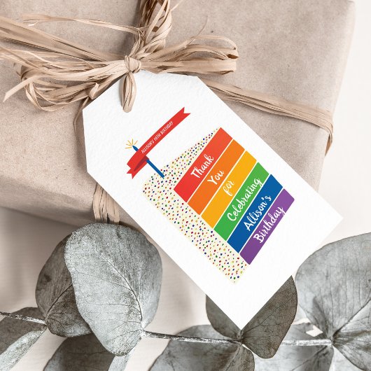 Rainbow Cake Happy Birthday - Aangepast op maat Cadeaulabel