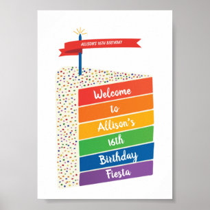 Rainbow Cake Happy Birthday - Aangepast op maat Poster