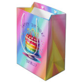 Rainbow Cake Happy Birthday Medium Cadeauzakje (Achterkant Gekanteld)