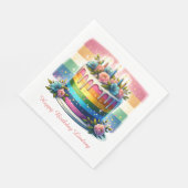 Rainbow Cake Happy Birthday Party Gepersonaliseerd Servet (Hoek)