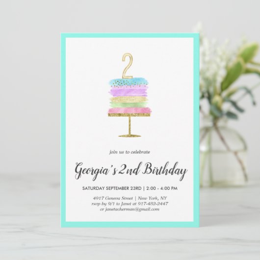 Rainbow Cake | Invitation du 2e anniversaire (Debout devant)