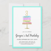 Rainbow Cake | Invitation pour le 3e anniversaire (Devant)