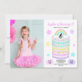 Rainbow Cake Photo Anniversaire Invitation De Fête (Devant)