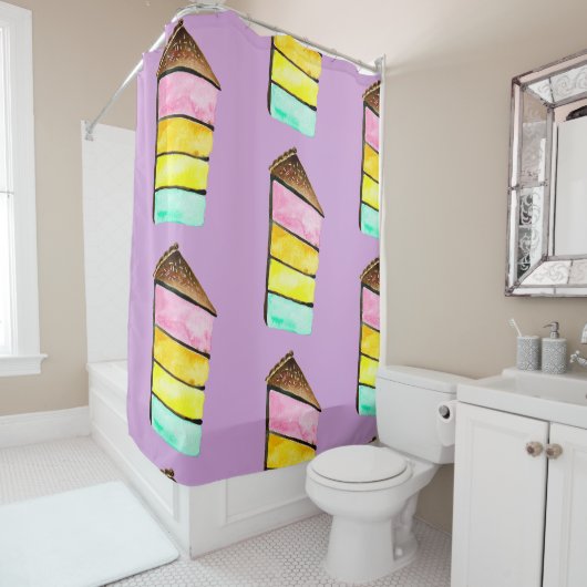 Rainbow Cake waterverf schattig Douchegordijn (In situ)