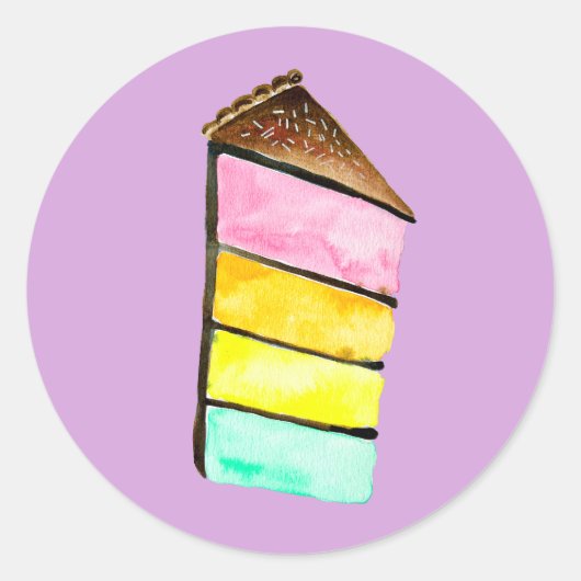 Rainbow Cake waterverf schattig Ronde Sticker (Voorkant)