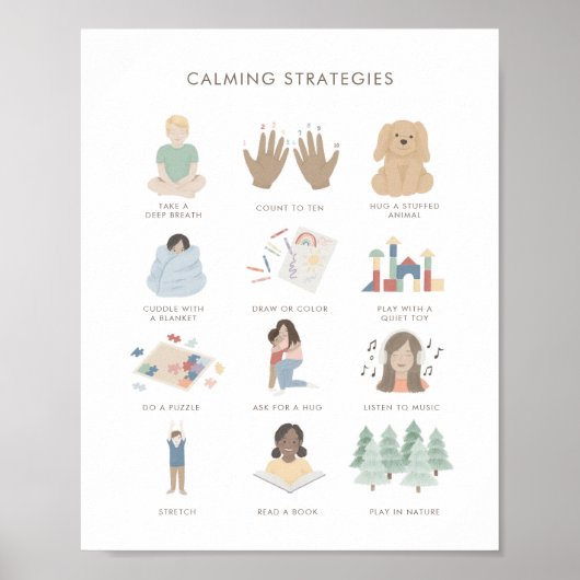 Rainbow Calming Strategies Classroom Decor Poster (Voorkant)