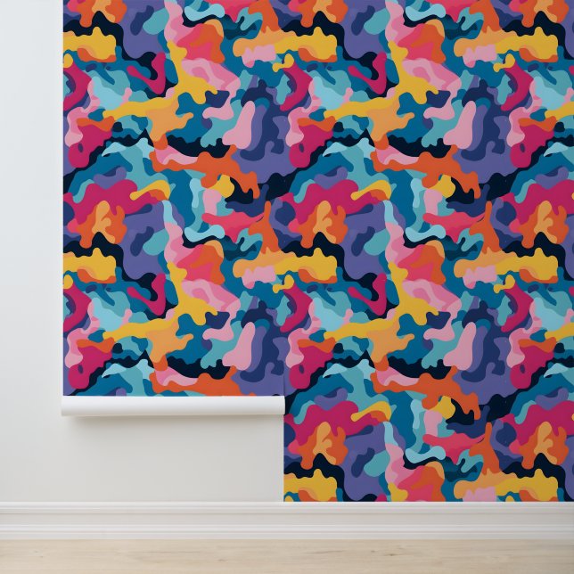 Rainbow Camouflage Behang (Applicatie)