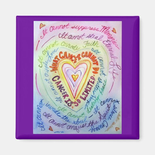 Rainbow Cancer Heart Magnet Magneet (Voorkant)