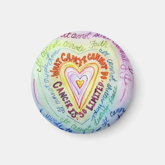 Rainbow Cancer Heart Magnet Magneet (Voorkant)